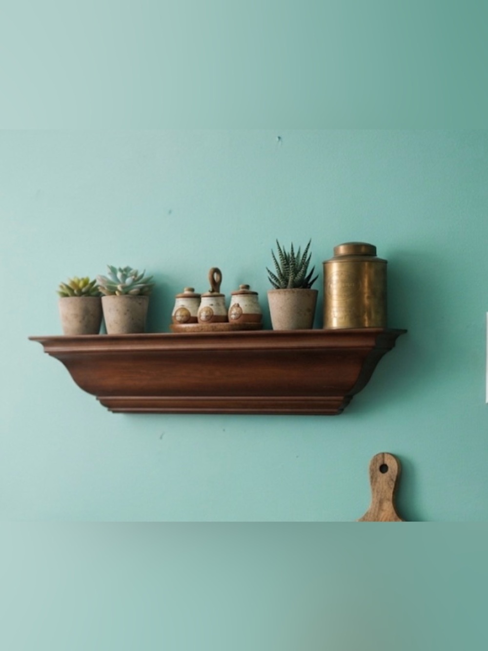 Wooden Decorative Floating Wall Shelf - Brown 18” longest point 5” deep 5” tall